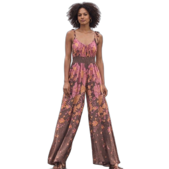 Free People Pants - Free People Loreli Wide Leg Jumpsuit Women's XS Bold Floral Billowy Boho Chic